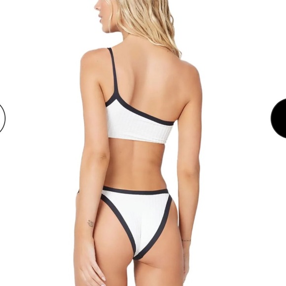 L*Space Foley Textured Bikini Bottom Bitsy in Black & White, High Leg, X-Small - Picture 2 of 13